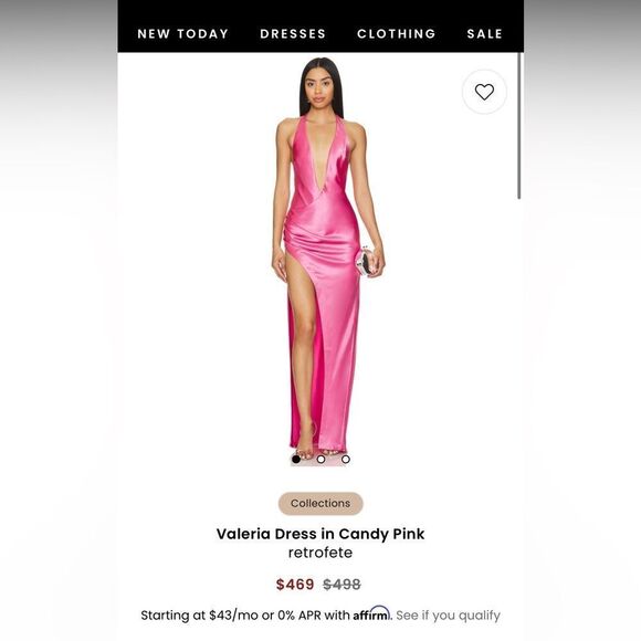 NWT RETROFÊTE Valeria open back dress in Candy pink - Picture 7 of 11
